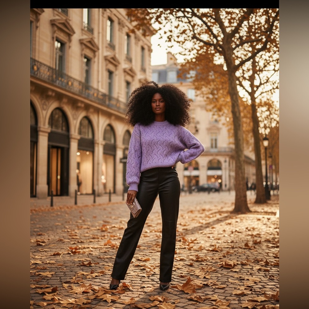 Elegant Chelsea & Theodore purple sweater